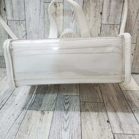Urban Expressions clear Vinyl handbag W White vegan leather insert. - Picture 6 of 14
